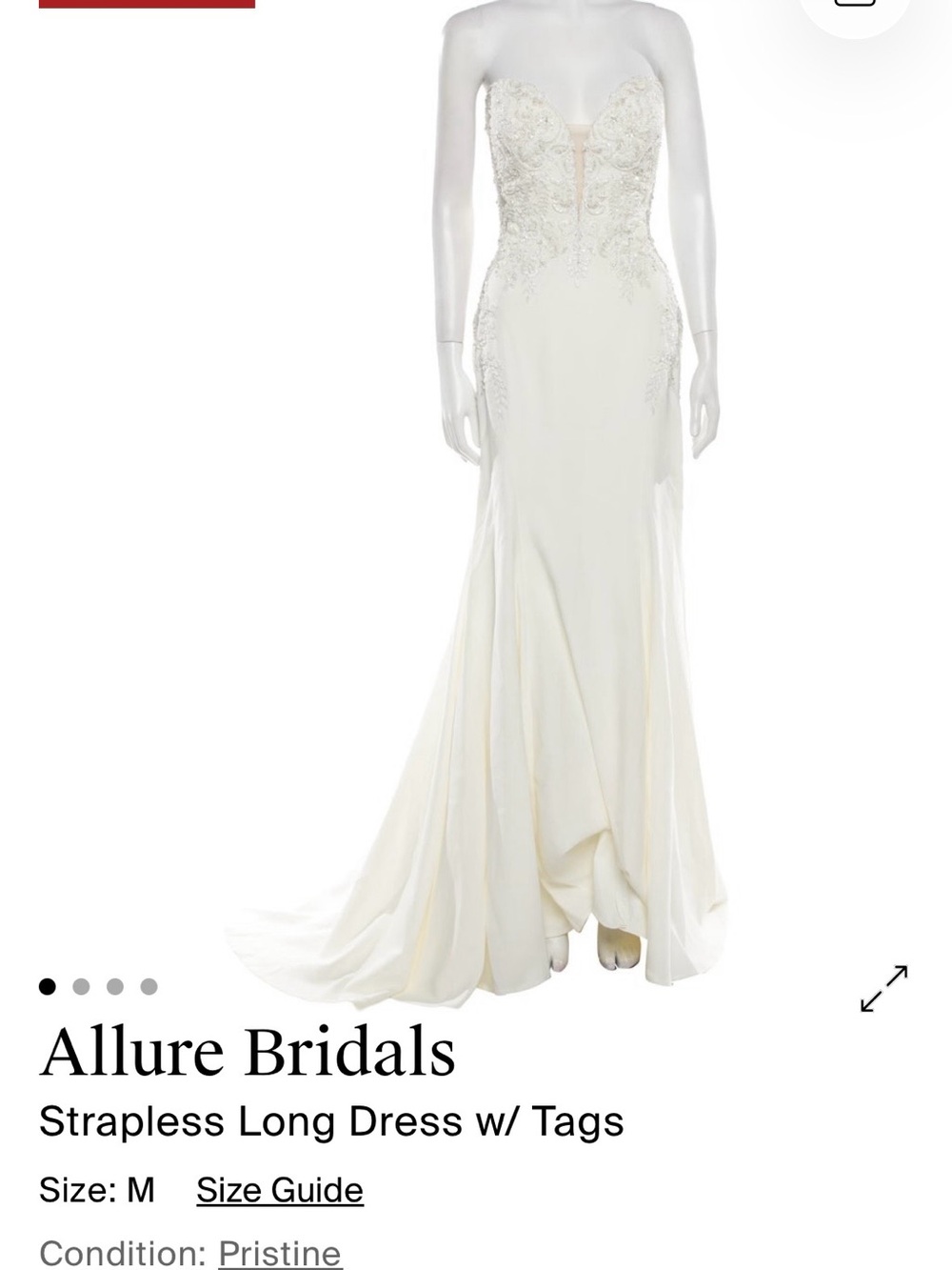 NWT Allure Bridals Ivory Strapless Lace Mermaid Gown